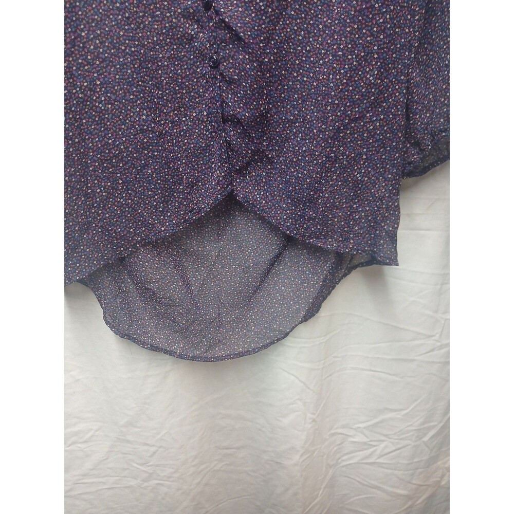 Lily Rose Women's Top Floral Blouse Puff Sleeves Size Medium Highlow Purple - Picture 3 of 7